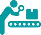 Teal icon representing Testing and Showcasing,